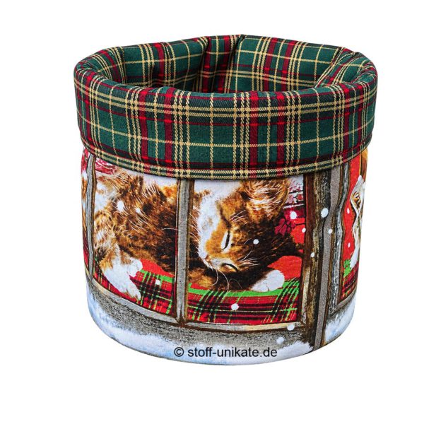 Utensilo, Stoffkorb mit dreaming Cats. WEihnachtskatzen. Stoff-Unikate handmade in Germany