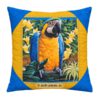 Deko-Kissen mit gelbbrustara. Stoff-Unikate handmade in Germany