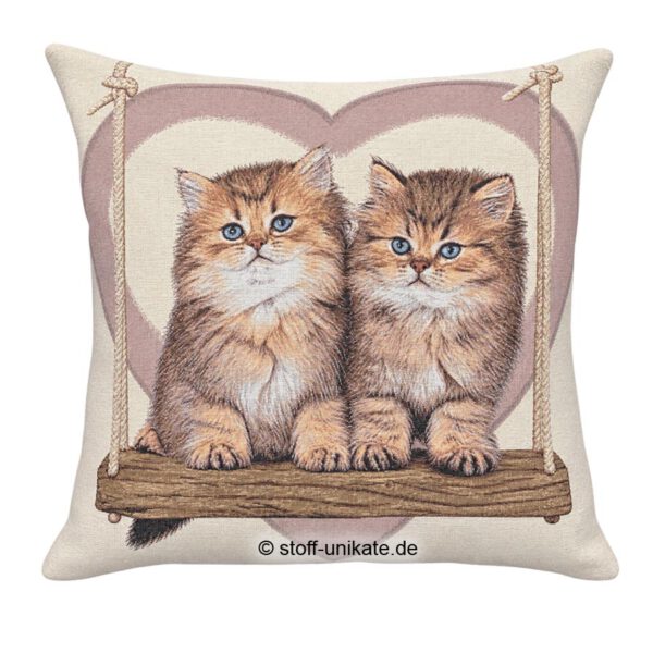 Gobelin-Kissen mit zwei Perserkätzchen, Rassekatzen. Stoff-Unikate handmade in Germany