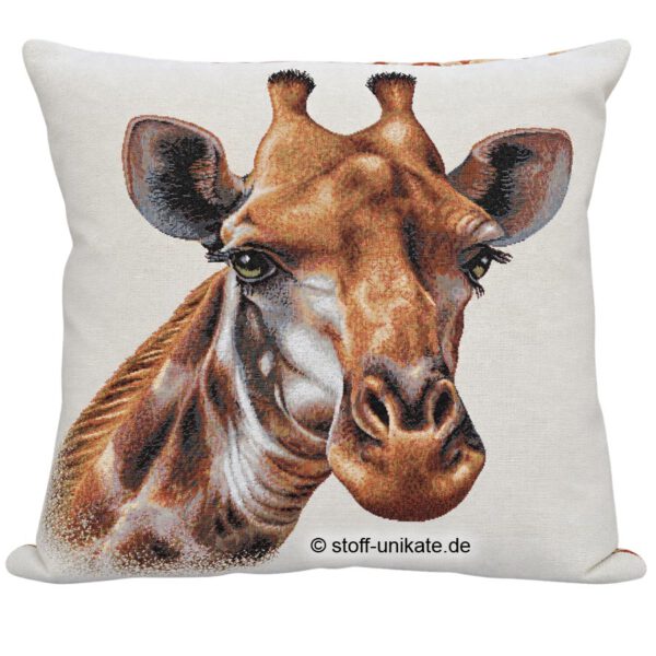 Gobelin-Kissen mit Giraffenkopf. Stoff-Unikate handmade in germany