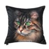 Deko-Samtkissen mit Katze. Katzenkopf einer Tigerkatze. Stoff-Unikate handmade in Germany