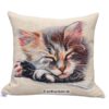 Gobelin-Kissen mit schlafendem Kätzchen, Katze. Stoff-Unikate handmade in germany