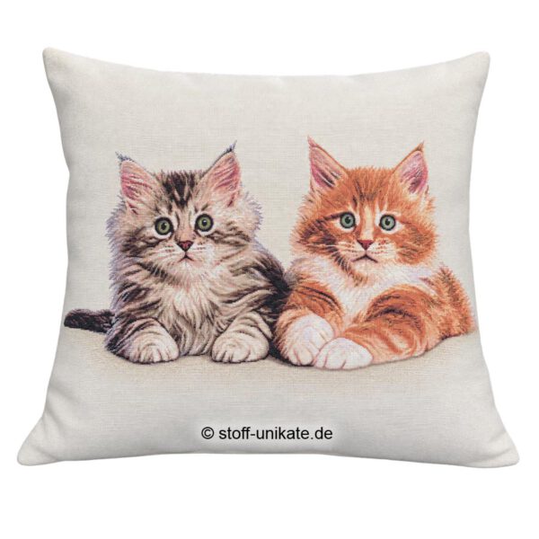 gobelin-Kissen mit Main-Coon-Katzen, Rassekatzen. Stoff-Unikate handmade in germany