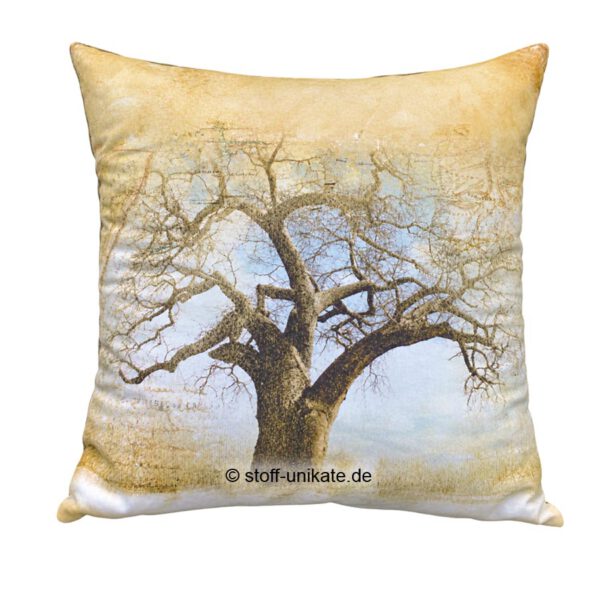 Dekokissen mit Affenbrotbaum. Schönes Geschenk für Afrika fans. Stoff-Unikate handmade in Germany