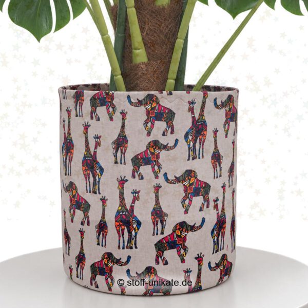 Stoffkorb, Übertopf Colourful Elephant. Stoff-Unikate handmade in Germany