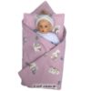 Babydecke mit Eisbären, Einschlagdecke in altrosa- Stoff-Unikate handmade in germany