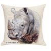 Gobelinkissen mit Nashorn-Kopf. Stoff-Unikate handmade in Germany