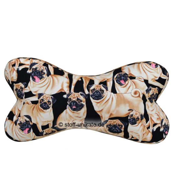 Leseknochen mit Möpsen, Hunden. Stoff-Unikate handmade in germany