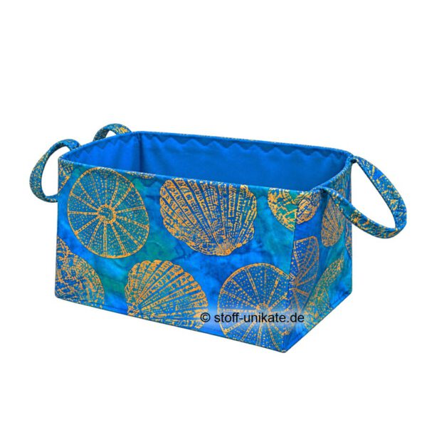 Stoffkorb Muscheln, Sea Shells in rechtieckiger Form Stoff-Unikate handmade in Germany