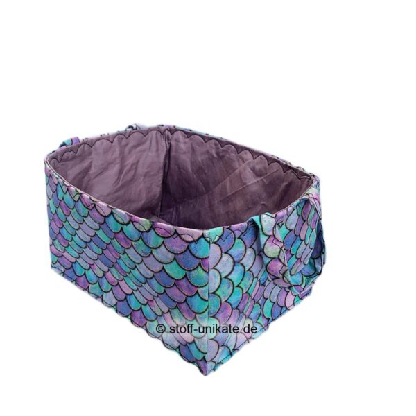 Stoffkorb mit bunten Schuppen. Stoff-Unikate handmade in Germany