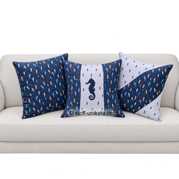 &nbsp;Deko-Kissen, <br>Designer-Kissen <br>„Seepferdchen" <br>- Varianten - <br>Maritime Geschenkidee