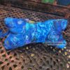 kleiner Leseknochen in verschiedenen Blautönen mit Seepferdchen und Meerstieren. Henkel zum Tragen. Ideal auf Reisen oder für Kinder. Unikat handmade in Germany