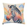 Dekokissen, Gobelin-Kissen mit Zebrakopf in Regenbogenfarben. Stoff-Unikate handmade in germany