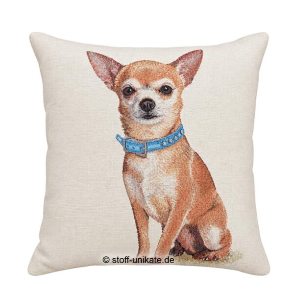 Deko-Kissen, Motiv-Kissen <br>Gobelin-Kissen <br>"Rehpinscher Clyde"<br>Geschenk für Pinscher-Fans