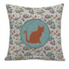 Dekokissen, Designer-Kissen mit Katze im Kürbisbeet. Stoff-Unikate handmade in germany