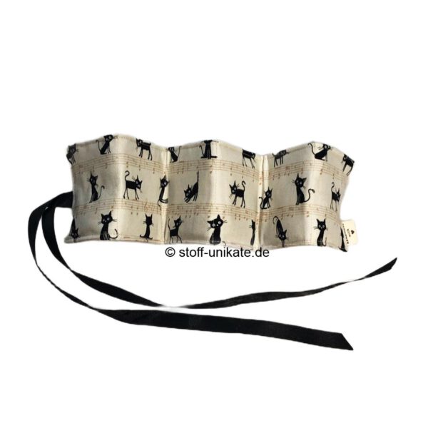 Teebeuteltasche aus Stoff mit Katzen und Musikmotiven. Teeporello für 6 Teebeutel. Stoff-Unikate handmade in germany