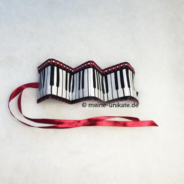 Teeporello passend für 6 Teebeutel mit Klaviermotiv. Unikat handmade in Germany