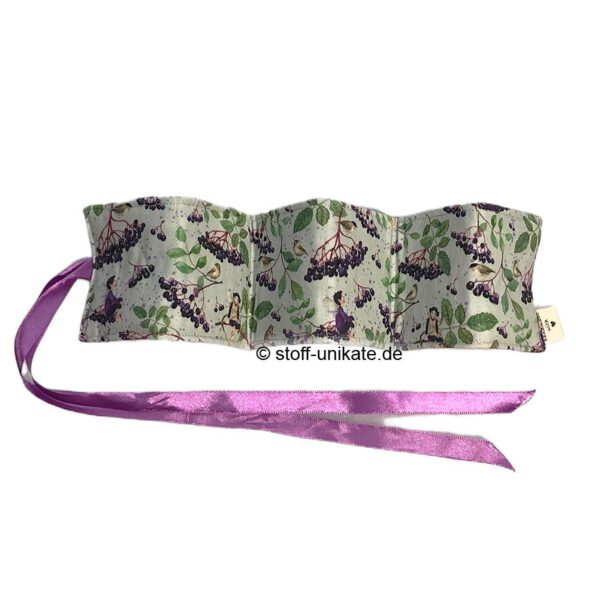 Teeporello aus Stoff. Teebeuteltasche für 6 Teebeutel genäht aus acufactum-Stoffen mit Holunder und Elfen. Stoff-Unikate handmade in Germany
