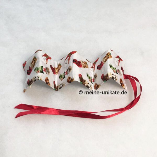 Teeporello. Teebeuteltasche passend für 6 Teebeutel. Genäht aus reiner Baumwolle mit Katzenmotiven. Weihnachtsmotiven. Unikat handmade in Germany