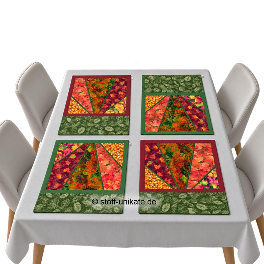 4 Tischsets indian Summer. Stoff-Unikate handmade in Germany