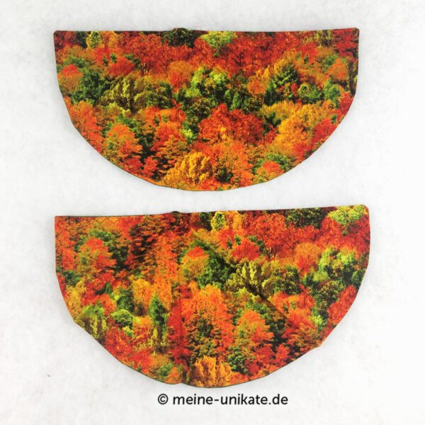 Stoffservietten in Halbkreisform Indian Summer Variante A mit Herbstbäumen. Unikat hergestellt in Deutschland