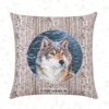 2- Wolf im Winterwald, Dekokissen. Stoff-Unikate handmade in Germany