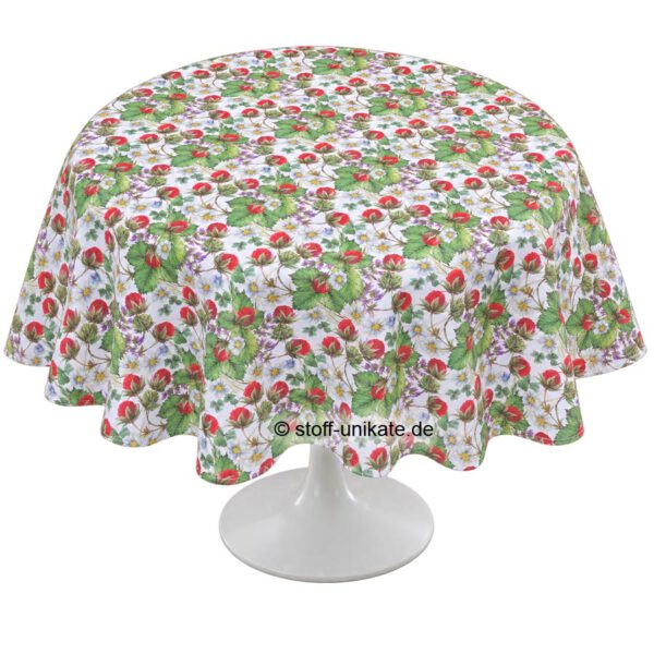 Tischdecke, Mitteldecke mit Erdbeeren. Stoff-Unikate handmade in Germany