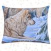 Dekokissen mit Wölfen im Winterwald. Stoff-Unikate handmade in Germany