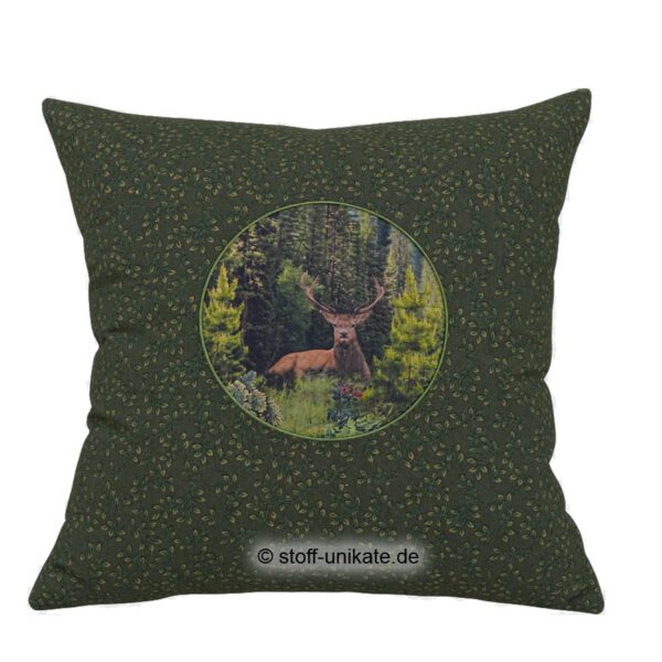 Dekokissen, Designer-Kissen mit Hirschmotiv. Stoff-Unikate handmade in Germany