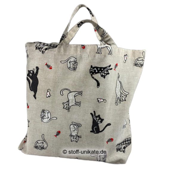 Einkaufstasche mit comic cats. Stoff-Unikate handmade in germany