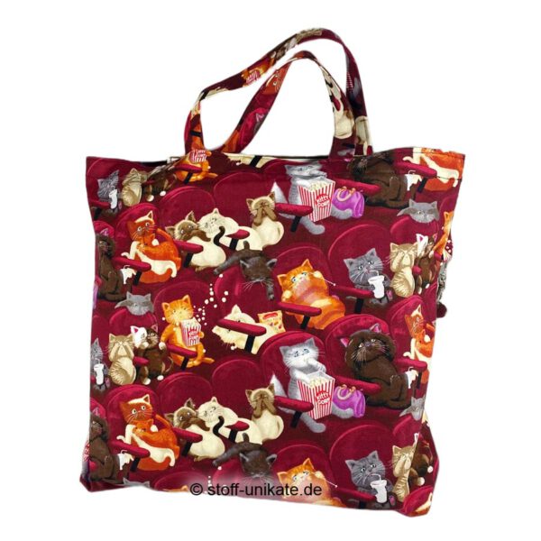 Einkaufstasche mit Katzen im Kino. Stoff-Unikate handmade in germany