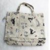 Einkaufstasche, Stofftasche genäht aus festem Canvas Stoff mit witzigen Comic Katzen. Unikat handmade in Germany