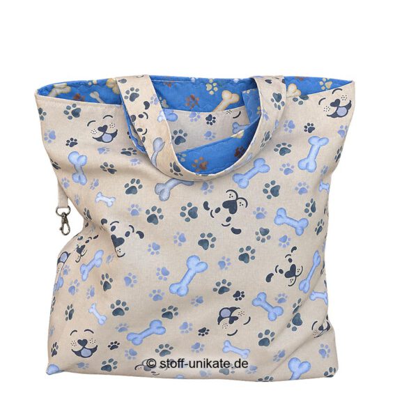 einkaufstasche, Wendetasche mit Hunden und Knochenmotiven. Stoff-Unikate handmade in Germany