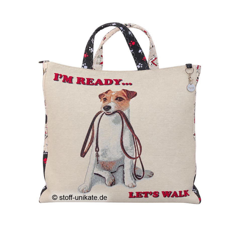 Einkaufstasche, Shopper aus Goblinstoff mit Hundemotiv. Stoff-Unikate handmade in germany