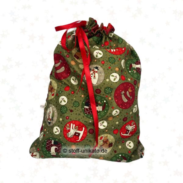 XL-Geschenksack, Geschenkbeutel zu WEihnachten. Stoff-Unikate handmade in Germany