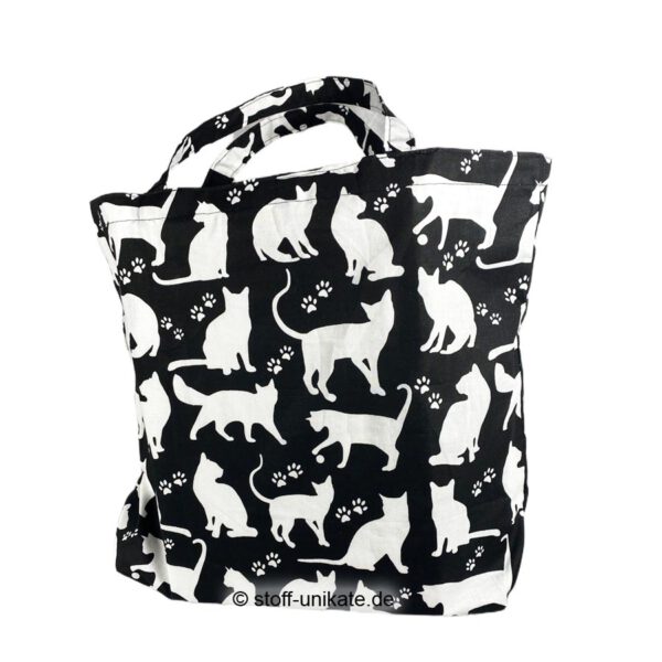 Tragetasche, Einkaufstasche mit Katzen in schearz-weiß. Stoff-Unikate handmade in Germany