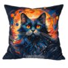 Dekosamtkissen Black Cat mit schwarzer Katze. Stoff-Unikate handmade in Germany