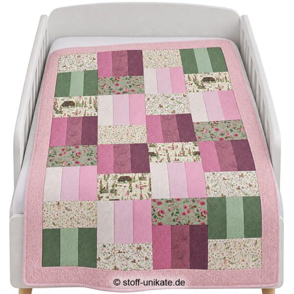 Große babydecke, Kinderdecke mit elfen in Rosatönen. Stoff-Unikate handmade in Germany