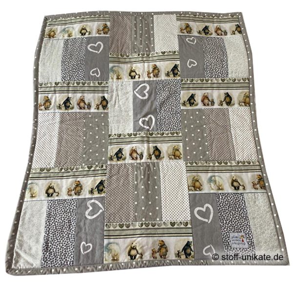 Babydecke, Kuscheldecke, 3-lagig genäht aus hochwertigen Stoffen u. a. Baumwolle, Bambusfrottee und Fleece. Stoff-Unikat handmade in Germany