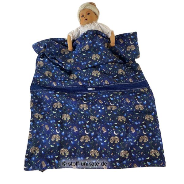 Babytuch, babydecke in dunkleblau mit Nachteulen. Stoff-Unikate handmade in Germany