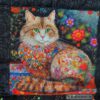 Detailansicht einer Katze von der Tagesdecke Colourful Cats mit bunten Katzen. Stoff-Unikat handmade in Germany