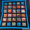 Quiltdecke, Kuscheldecke, Tagesdecke mit bunten Katzenmotiven. 3-lagig genäht aus hochwertigen Baumwollstoffen. Stoff-Unikat handmade in Germany