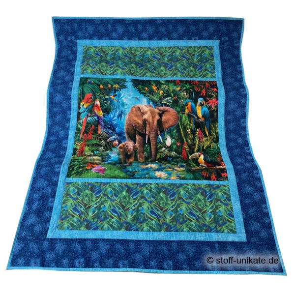 Farbenfrohe Quiltdecke, Tagesdecke 3-lagig gearbeitet aus hochwertigen Baumwollstoffen sowie innen mit einem reinen Baumwolllvlies abgefüttert. Stoff-Unikat handmade in Germany