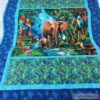 Ausschnitt mit Dschungeltieren von der Quiltdecke, Tagesdecke genäht aus hochwertigen Baumwollstoffen in Kombination mit einem reinen Baumwollvlies. Stoff-Unikat handmade in Germany