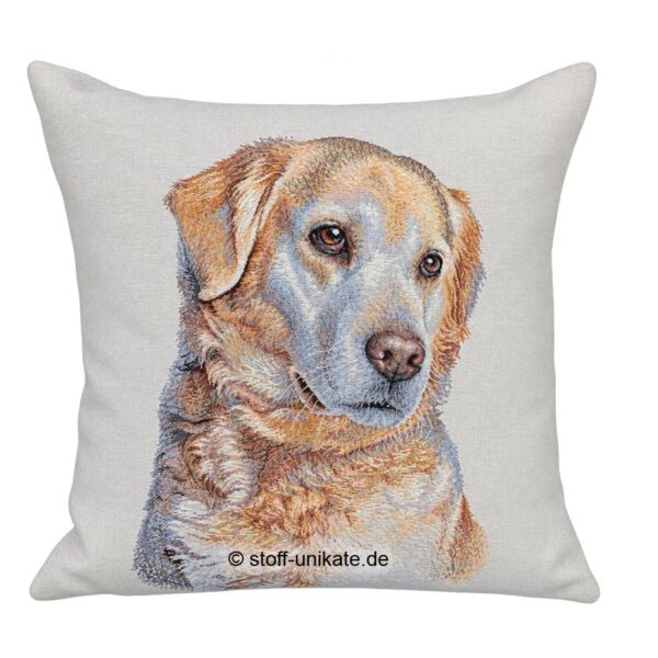 Deko-Kissen, Motiv-Kissen <br>Gobelin-Kissen <br>"Golden Retriever Buddy"<br>Geschenk für Hundeliebhaber