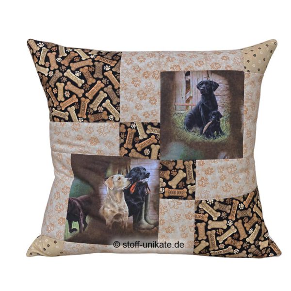 Dekokissen, Designer-Kissen mit labrador-Hunden. Stoff-Unikate handmade in Germany