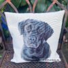 Dekokissen, gobelinkissen mit Labradorkopf. stoff-Unikate handmade in Germany