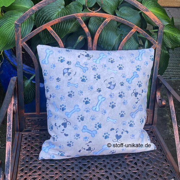 Rückseite Dekokissen mit Labradormotiv. Stoff-Unikat handmade in germany