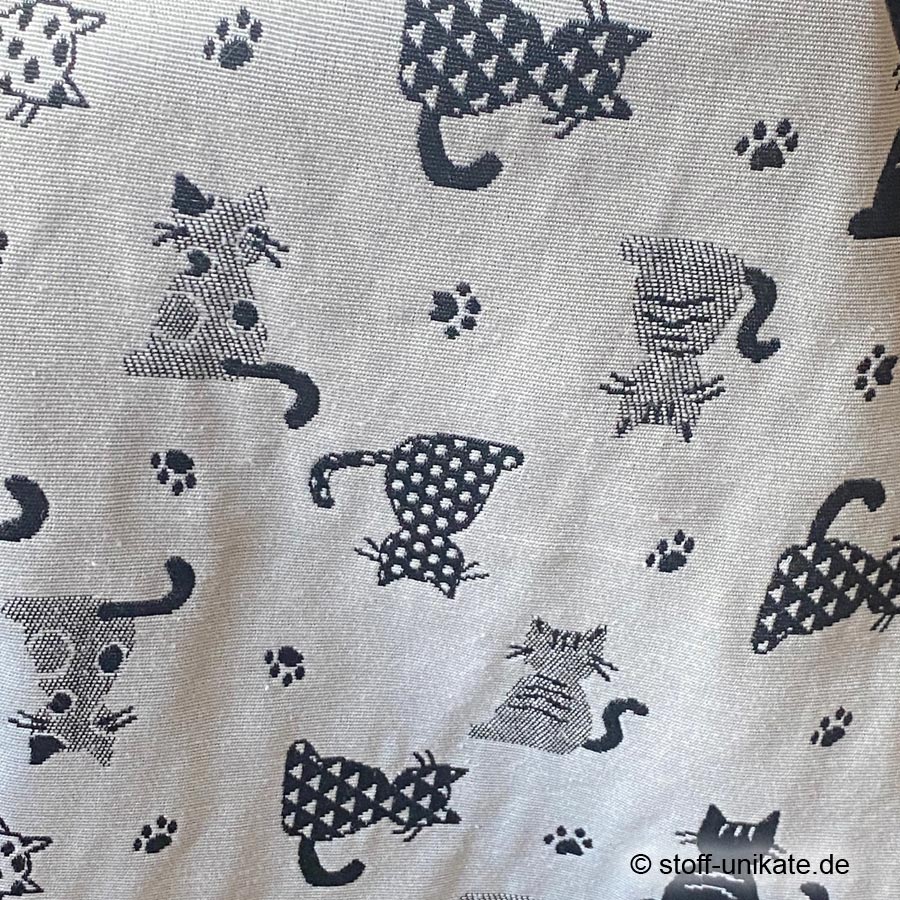 Detailansicht von der Jumbotasche mit Katzenmotiven. Stoff-Unikate handmade in Germany