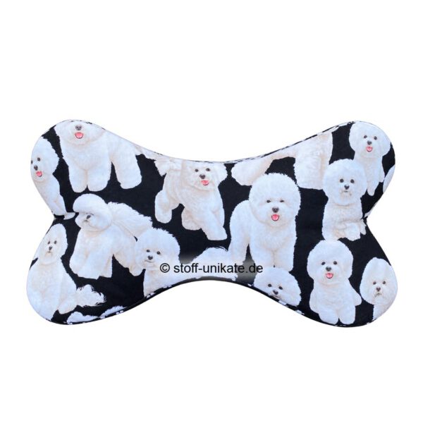 Leseknochen mit Rassehund bichon Frise. Stoff-Unikate handmade in Germany